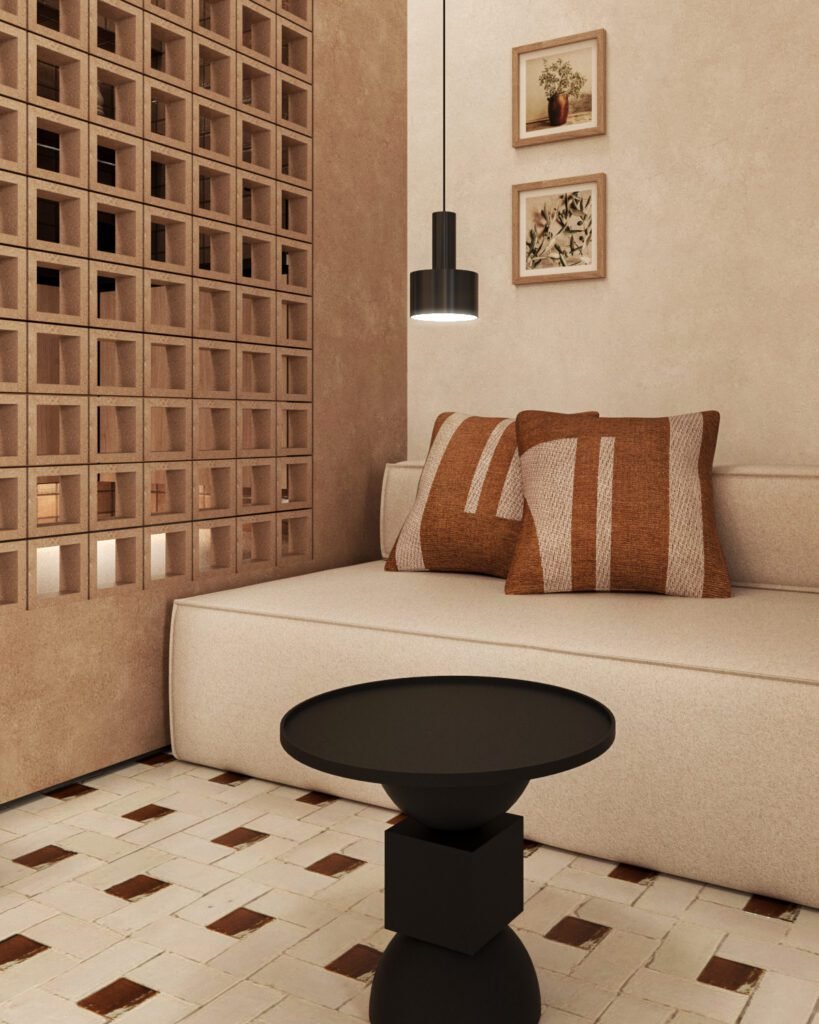sofa bed in neutral tones