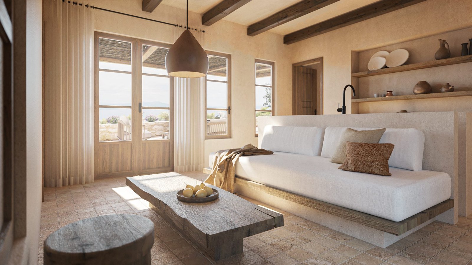 Clean-lined interior with neutral color palette – architecture studio Maneo