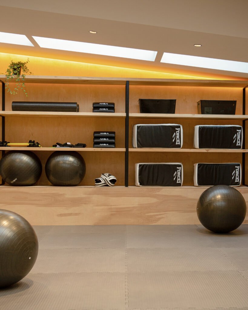 gym equipment and hidden lights - architecture studio Maneo