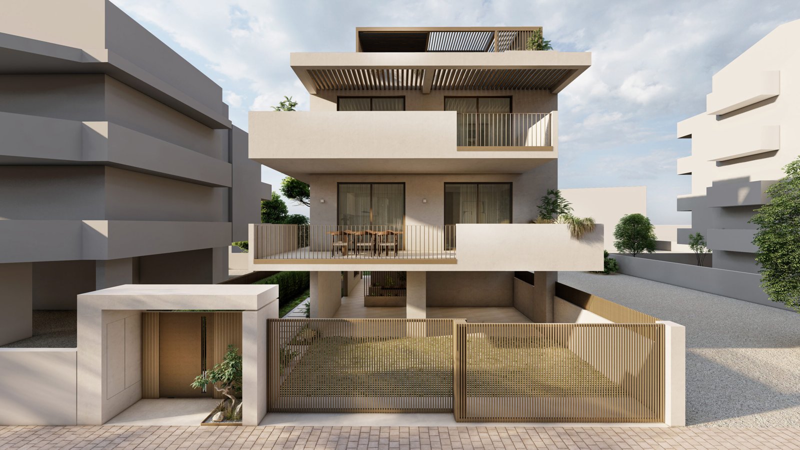 residential,contemporary,building,exterior design,interior design,maissonette,texture,wood,roof garden,balncony,ochra,architecture,design