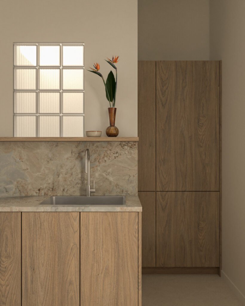 Exarchia,contemporary,interior design,wood,parquet,terazzo,glassblock,glass,minimal,aesthetic,renovation,Athens,Greece,smallapartment