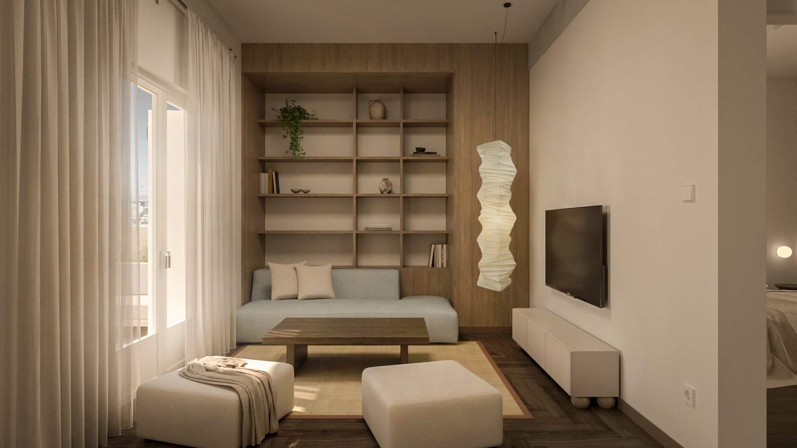 Exarchia,contemporary,interior design,wood,parquet,terazzo,glassblock,glass,minimal,aesthetic,renovation,Athens,Greece,smallapartment