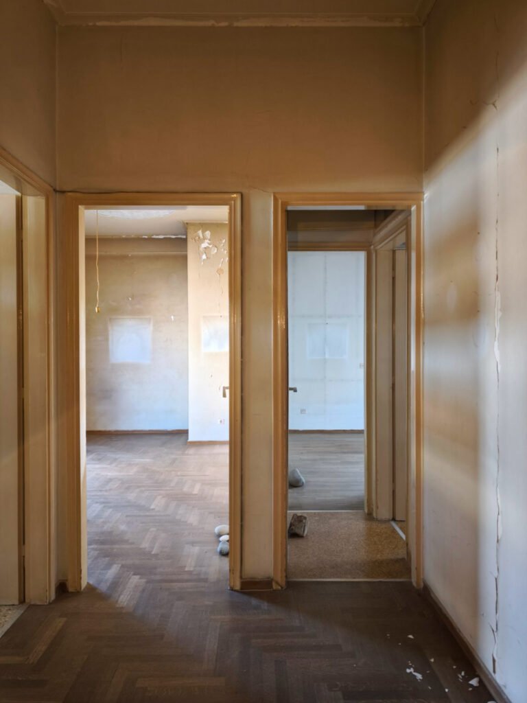 Exarchia,contemporary,interior design,wood,parquet,terazzo,glassblock,glass,minimal,aesthetic,renovation,Athens,Greece,smallapartment