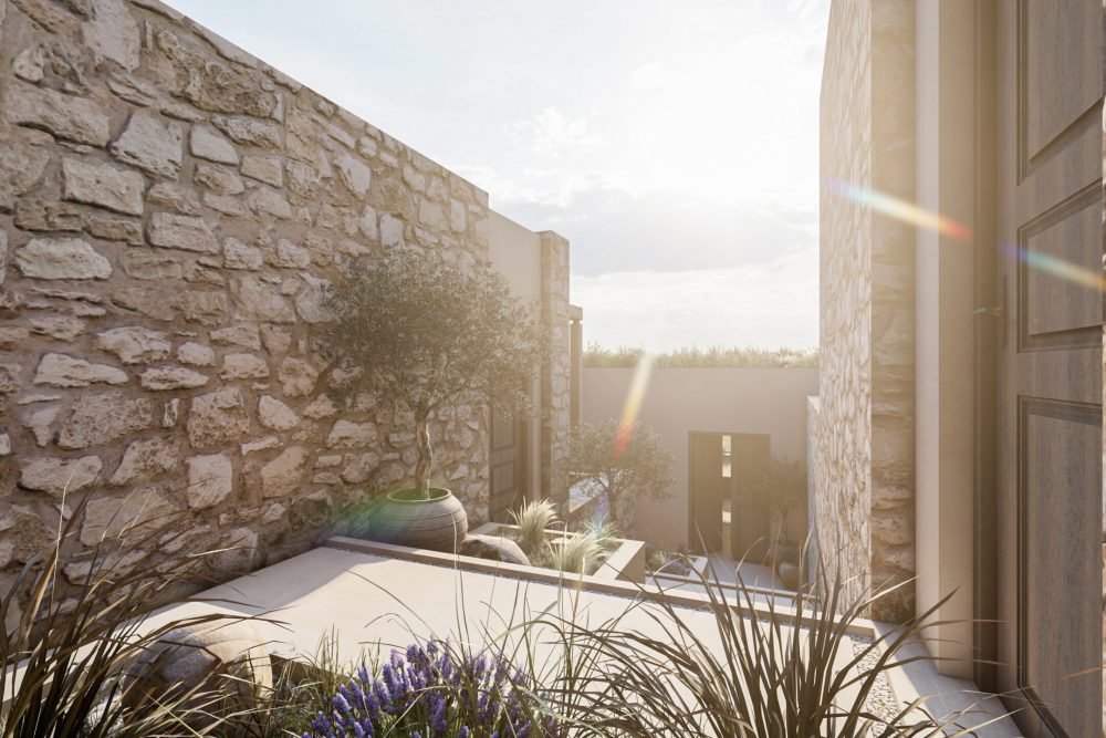 outside plan with sun lighting - architecture studio Maneo